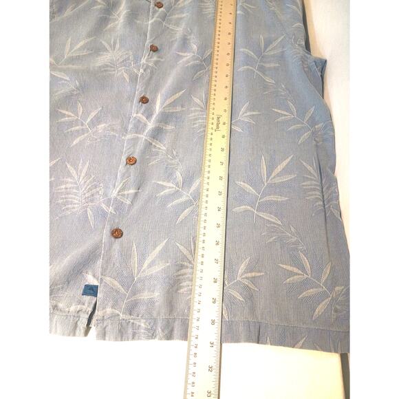 Tommy Bahama 100% Silk Hawaiin Short Sleeve Button Up Blue Shirt XXL - Picture 6 of 10